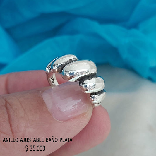 Anillo ajustable con baño de plata925
