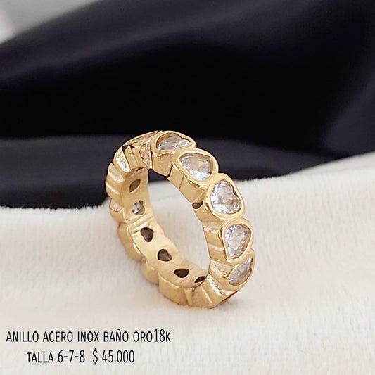Anillo acero inox baño oro18k