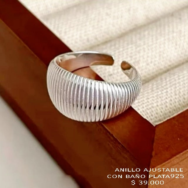 Anillo ajustable con baño plata925