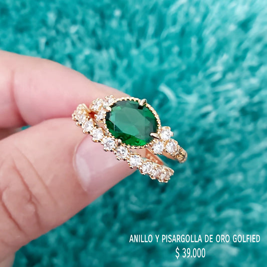 Anillo y pisargolla de oro golfield