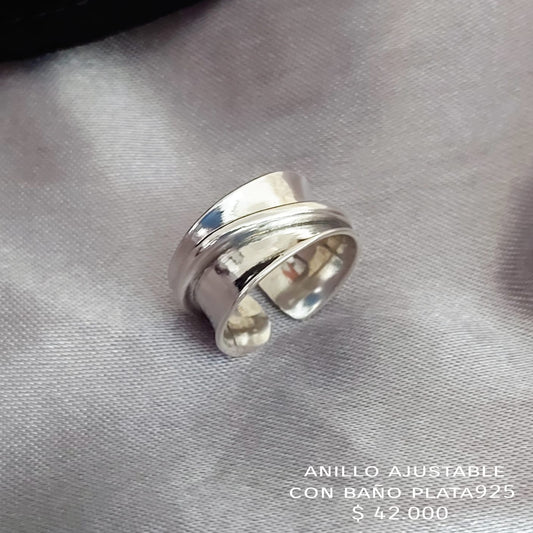 Anillo ajustable con baño plata925