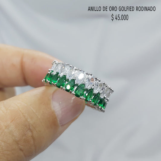 Anillo golfield rodinado con circónes