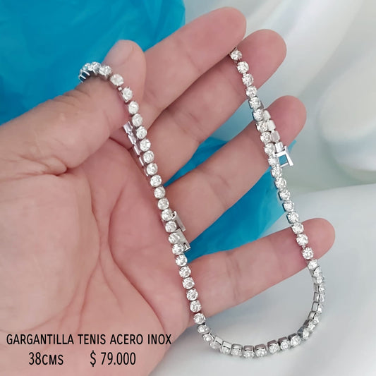 Gargantilla tenis acero inox plateada