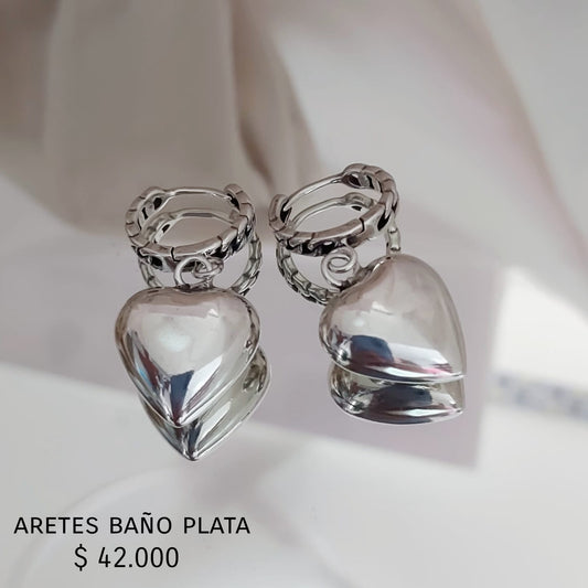 Aretes baño plata