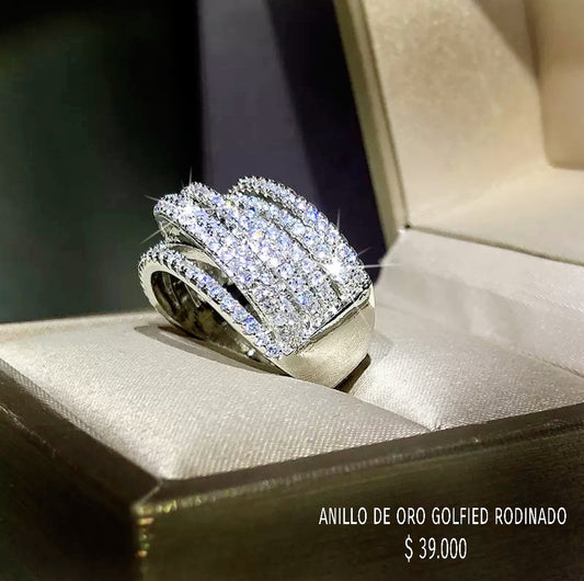 Anillo golfield rodinado con circónes