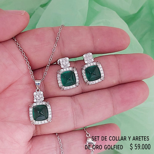 Set de collar y aretes de oro golfield
