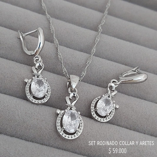 Set collar y aretes rodinados