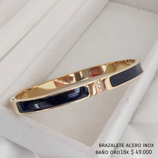 Brazalete acero inox baño oro18k