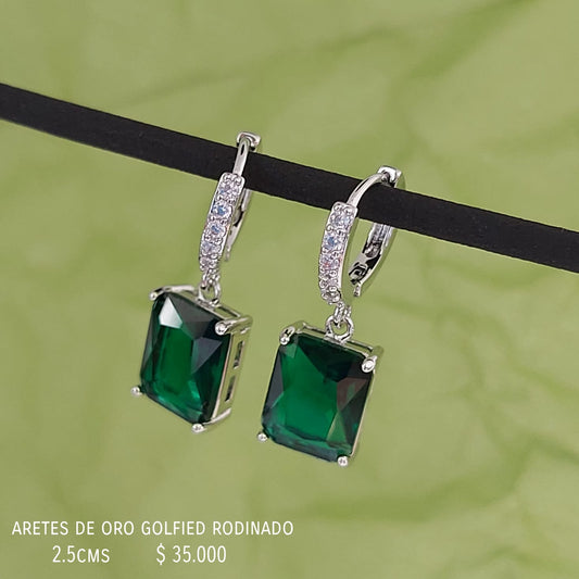 Aretes de oro golfield rodinado