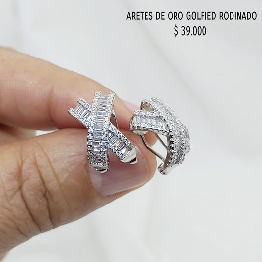 Aretes de oro golfield rodinado