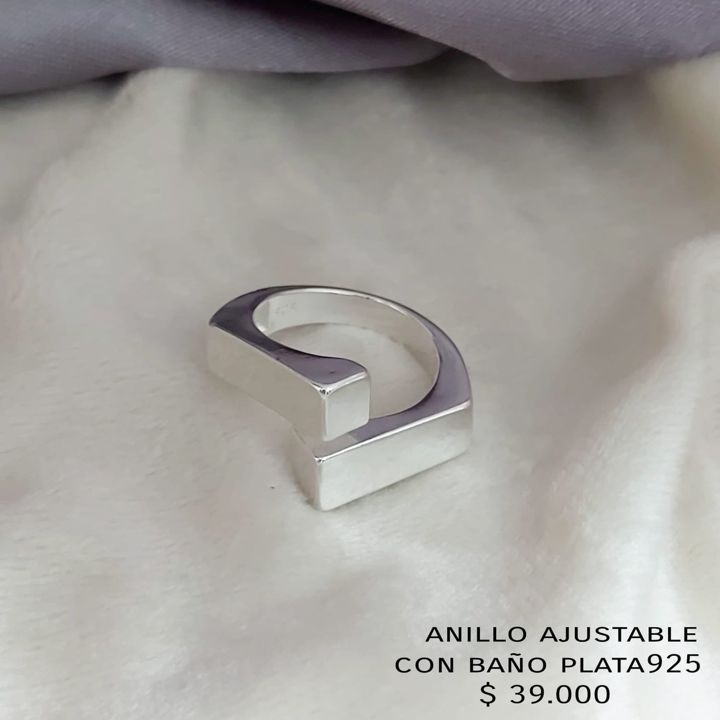 Anillo ajustable con baño de plata925