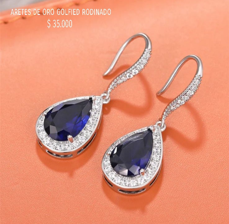 Aretes de oro golfield rodinado