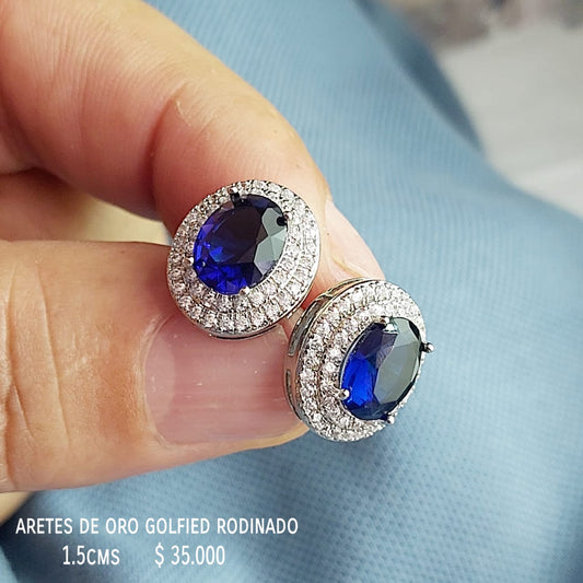 Aretes de oro golfield rodinado