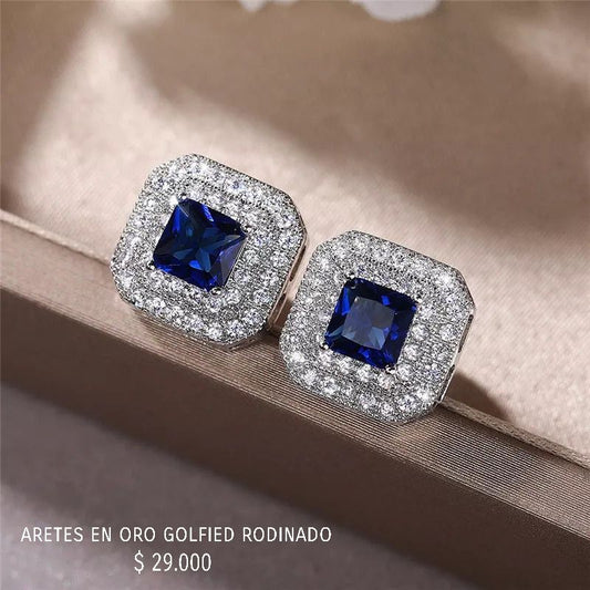 Aretes golfield rodinado con circónes