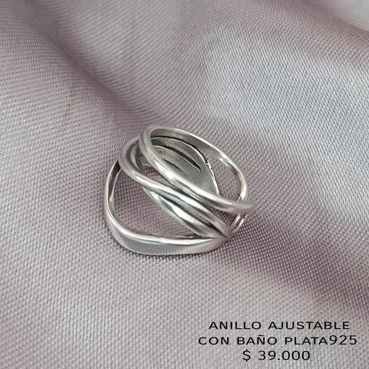 Anillo ajustable con baño plata925