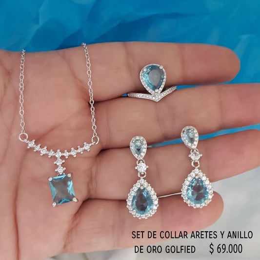 Set de collar aretes y anillo de oro golfield