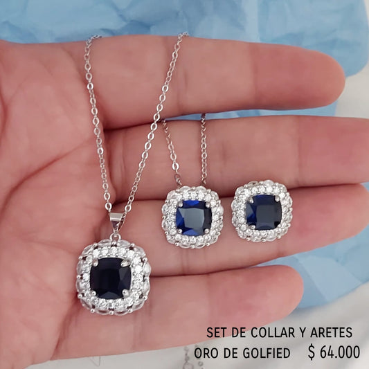 Set de collar y aretes de oro golfield