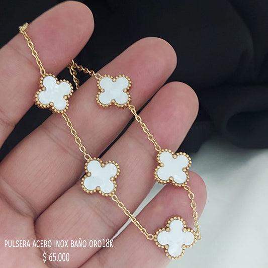 Pulsera acero baño oro18k