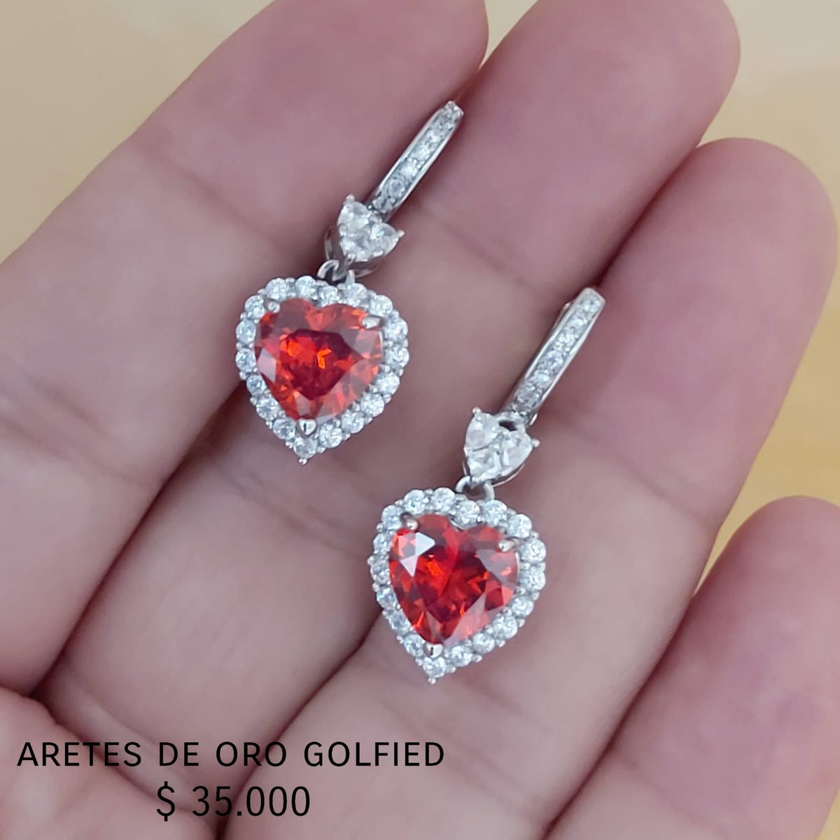 Aretes de oro golfield rodinado