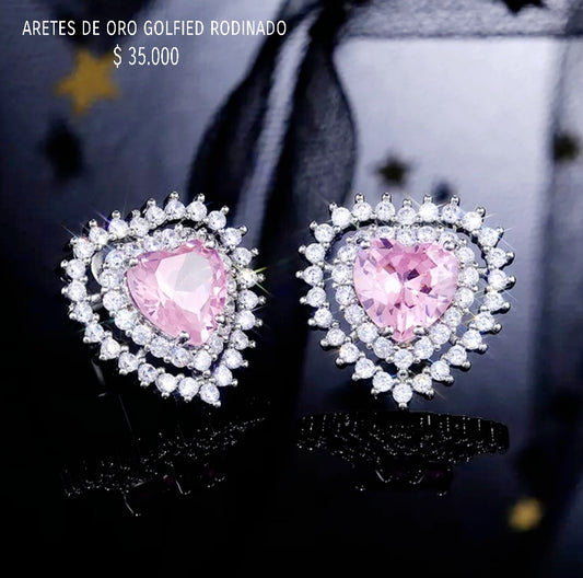 Aretes de oro golfield rodinado