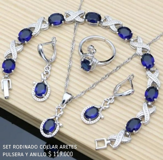 Set rodinado collar aretes pulsera y anillo