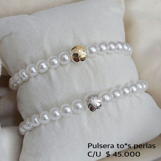Pulsera to*s perla dorada