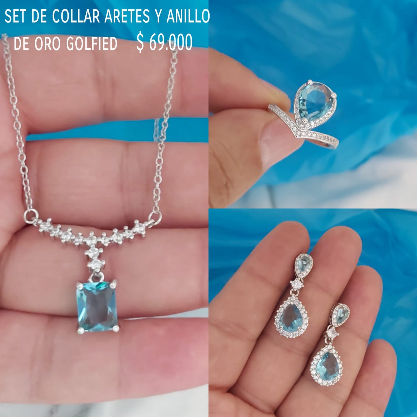 Set de collar aretes y anillo de oro golfield