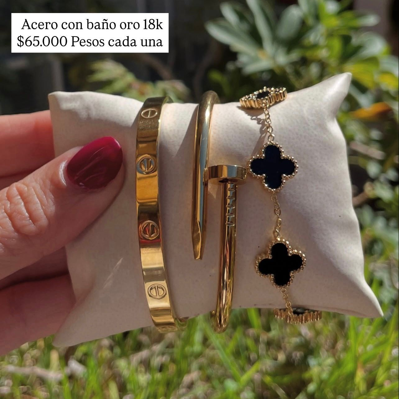 Pulsera acero inox oro18k