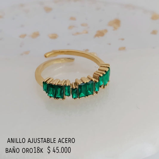 Anillo ajustable acero inox baño oro18k