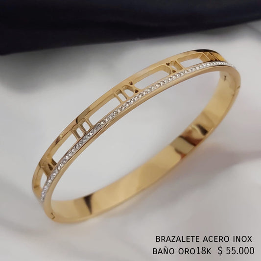 Brazalete acero inox baño oro18k