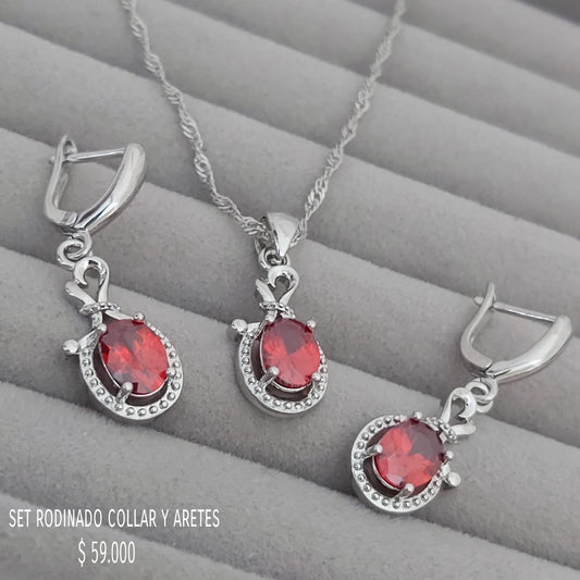 Set collar y aretes rodinados