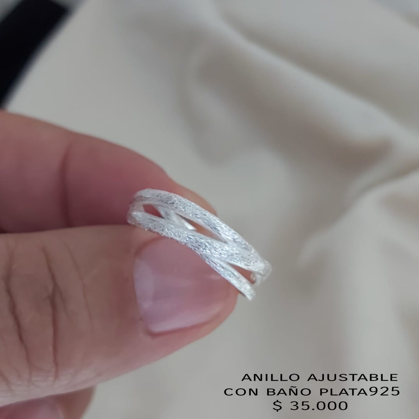 Anillo ajustable con baño plata925