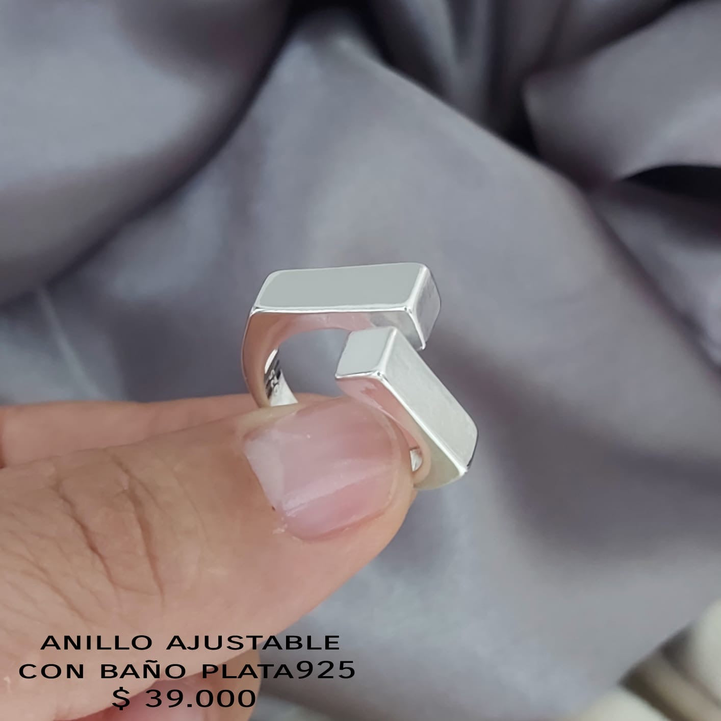 Anillo ajustable con baño de plata925