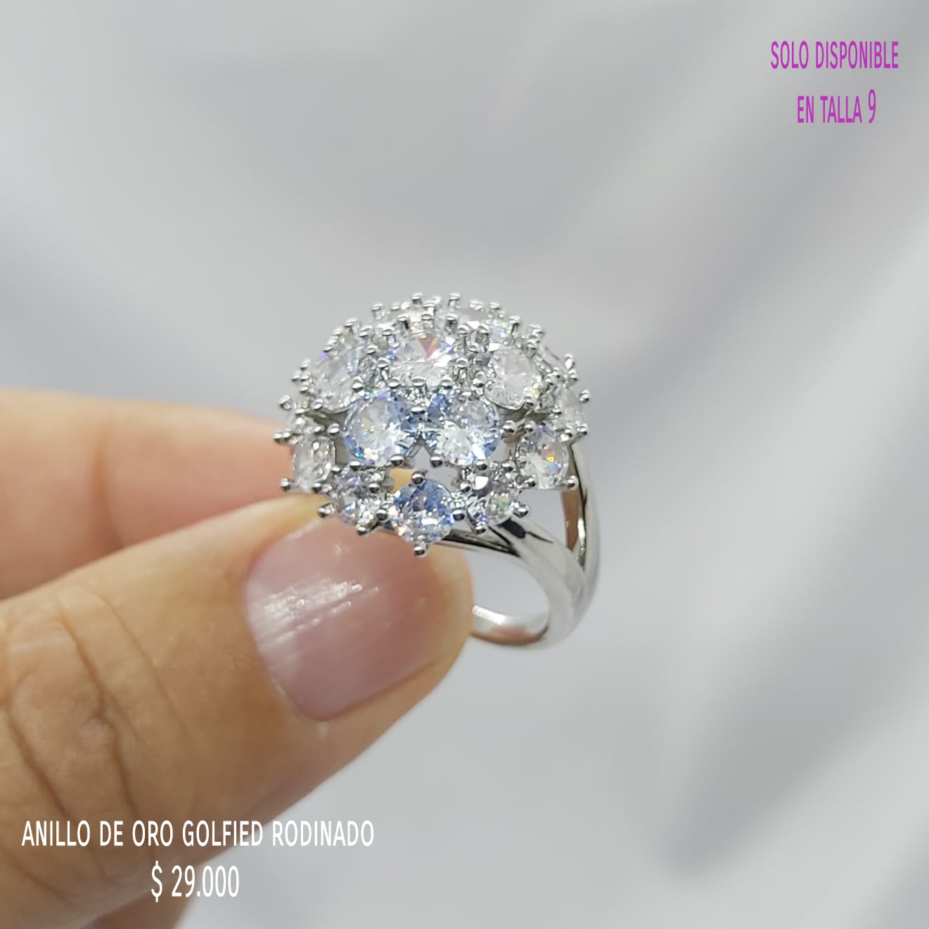 Anillo de oro golfield rodinado