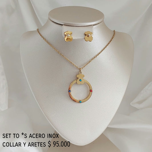 Set to*s collar y aretes acero inox
