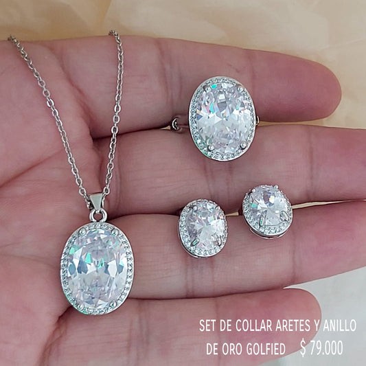Set de collar aretes y anillo de oro golfield