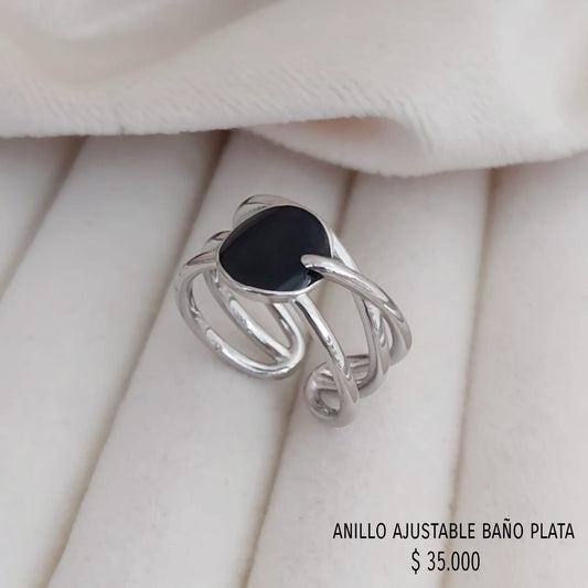 Anillo ajustable baño de plata