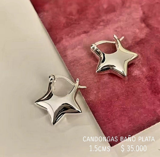 Aretes baño plata