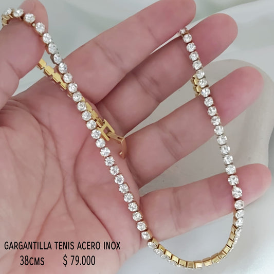 Gargantilla tenis acero inox dorada