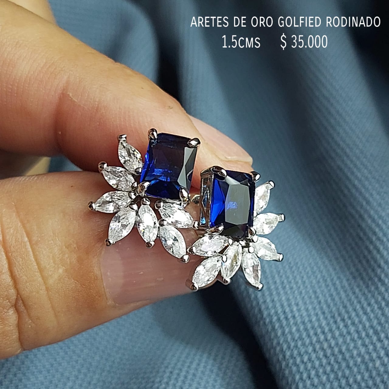 Aretes de oro golfield rodinado
