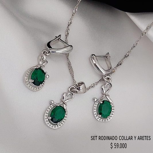 Set collar y aretes rodinados
