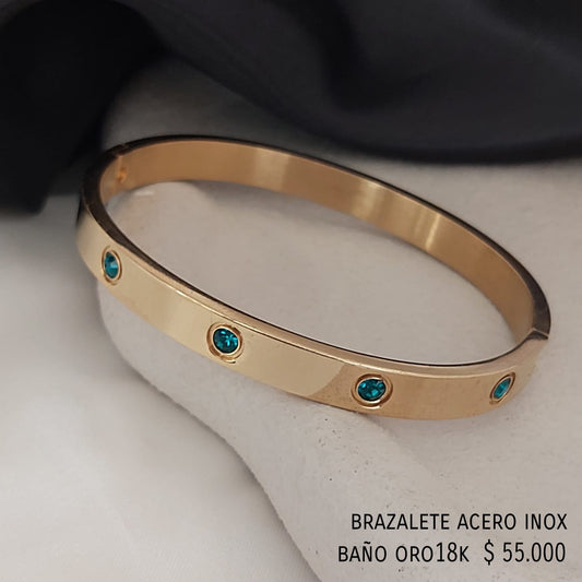 Brazalete acero inox baño oro18k