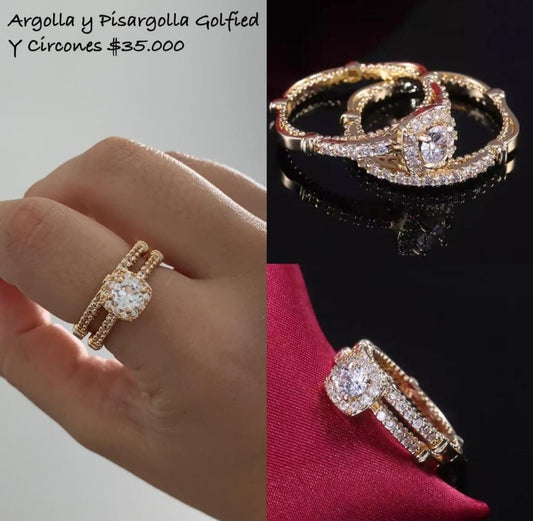 Anillo y pisargolla de oro golfield