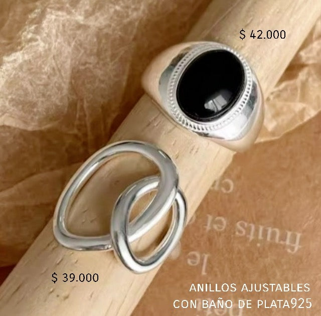 Anillo ajustable con baño plata925