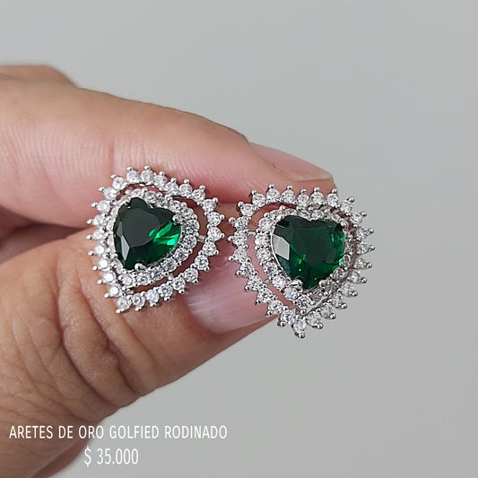 Aretes de oro golfield rodinado