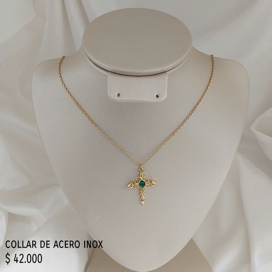 Collar acero inox baño oro18k