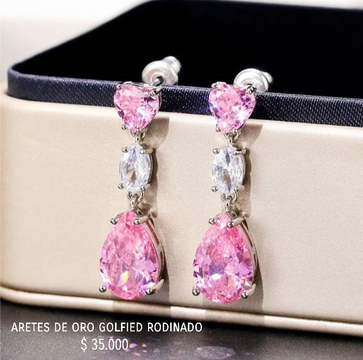 Aretes de oro golfield rodinado