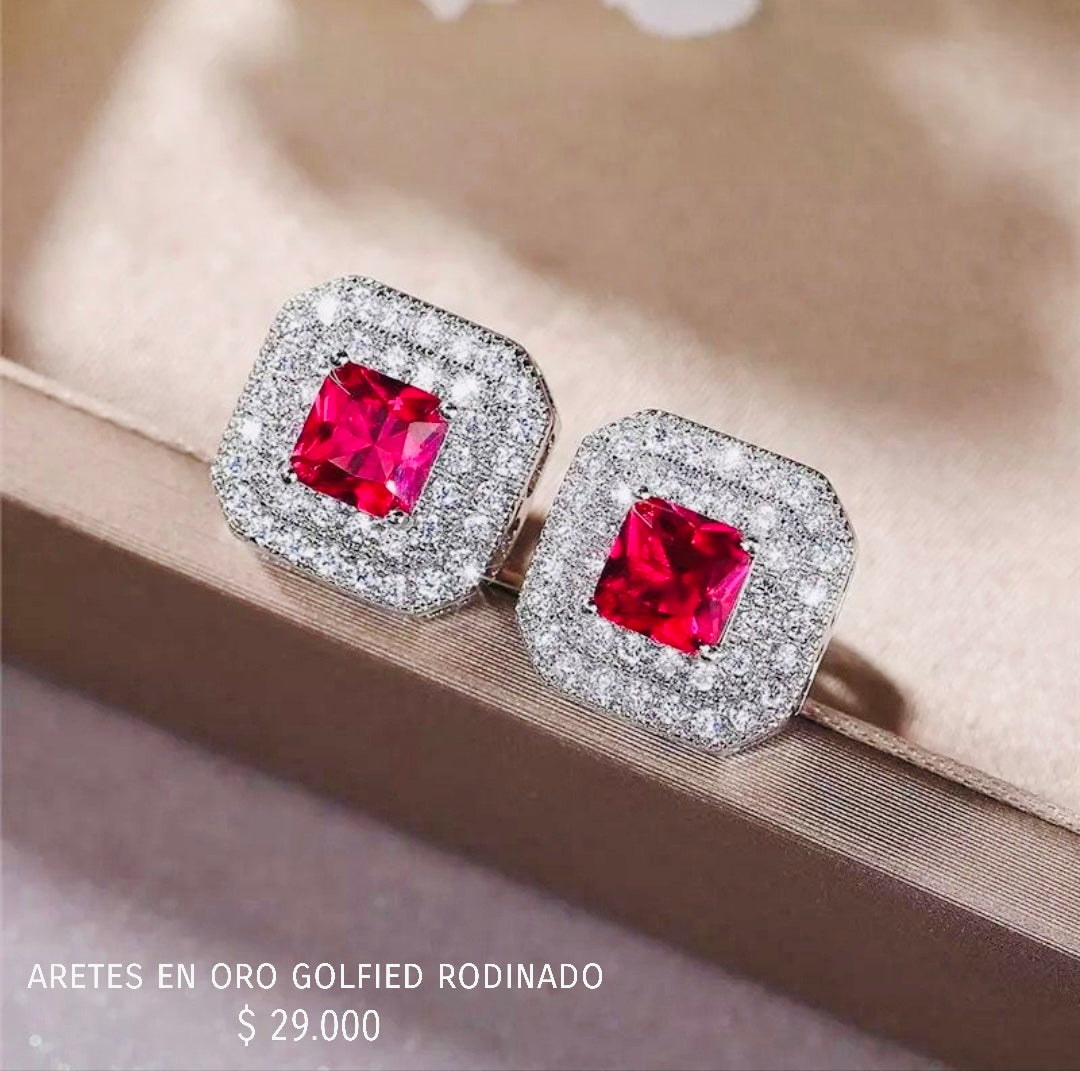 Aretes de oro golfield rodinado