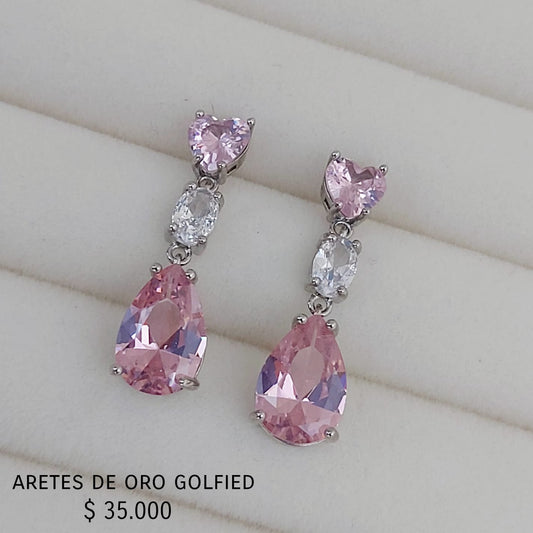 Aretes de oro golfield rodinado