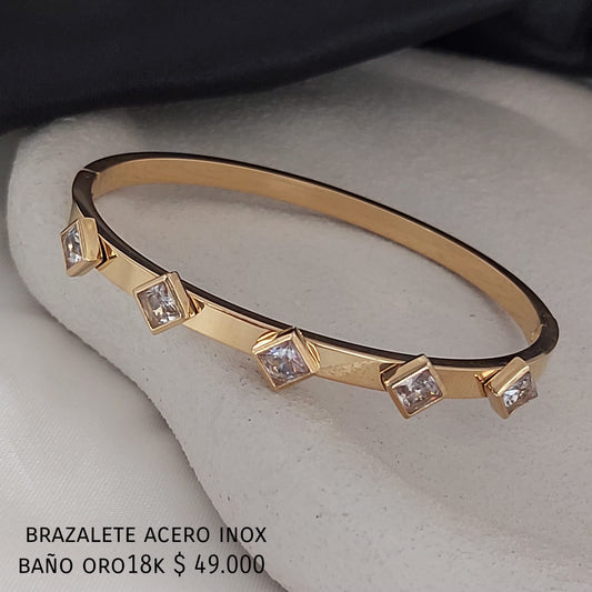 Brazalete acero inox baño oro18k